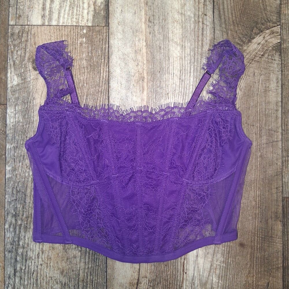 Victoria's Secret Dream Angels Purple Lace Corset Top S/M Coquette Dark Romance